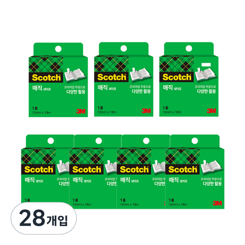 스카치 매직 테이프 리필 12mm x 18m, 혼합색상, 28개