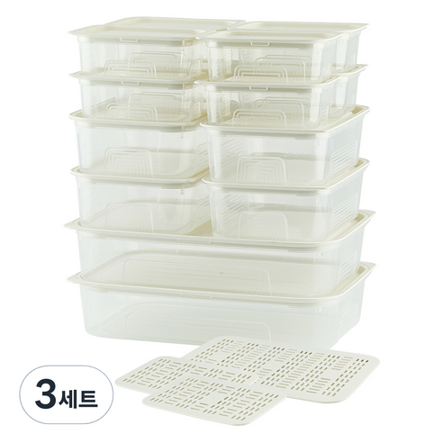 이지앤프리 라이트킵 냉동실정리 소분용기 17p 세트, 3세트, 화이트