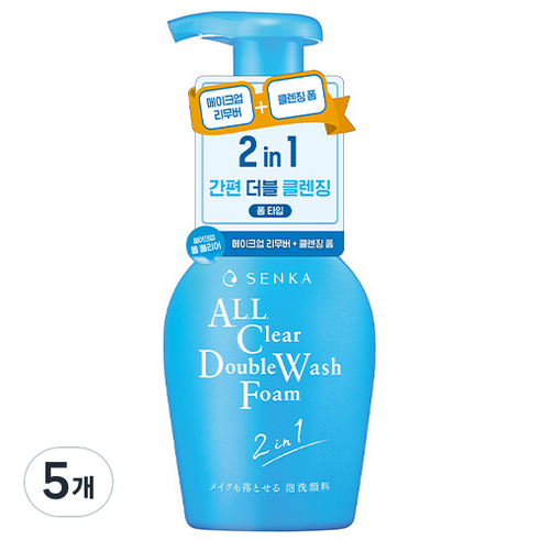 센카 올 클리어 더블 워시 폼 클렌저, 150ml, 5개