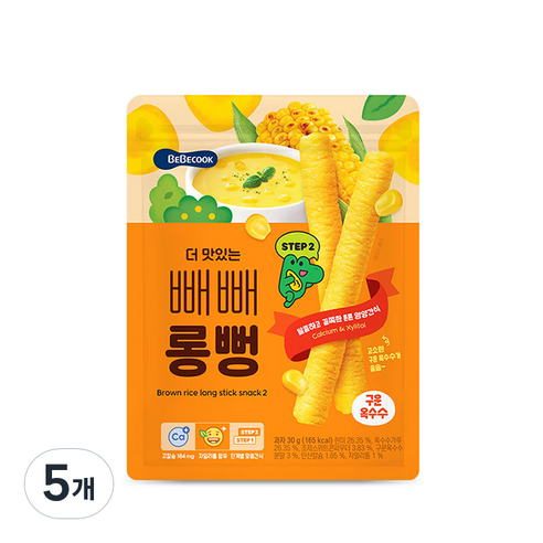 베베쿡 더 맛있는 빼빼롱뻥 과자, 5개, 구운옥수수