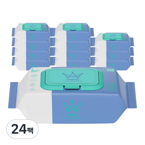 킹물티슈 소프트터치 저자극 비데물티슈 캡형, 60g, 20매, 24개