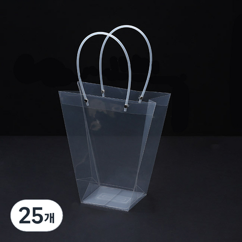 미화부장 PVC 비닐 꽃다발 화분 식물 선물 케이크 포장 투명 긴 대형 쇼핑백, 01 사다리꼴 소, 25개
