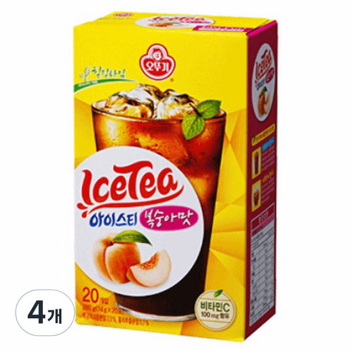 오뚜기 아이스티 복숭아맛, 14g, 20개입, 4개