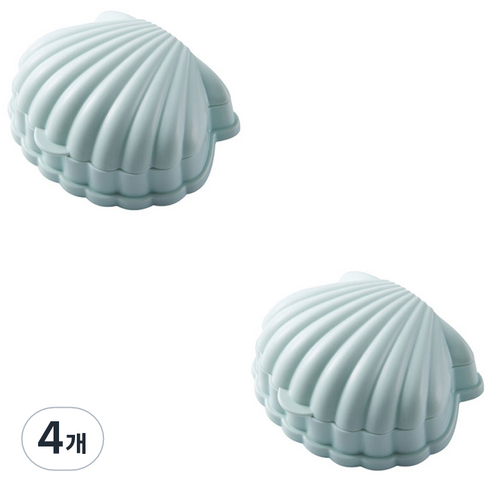 더자카 휴대용 조개 비누케이스 13.7 x 11 x 5 cm, 그린, 4개