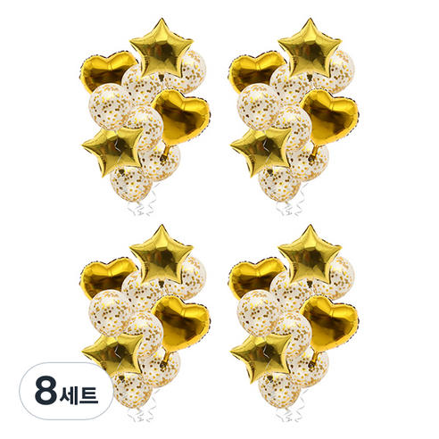 블럭마트 돌잔치 하트 별풍선 파티풍선 생일풍선 세트, TYPE1, 8세트
