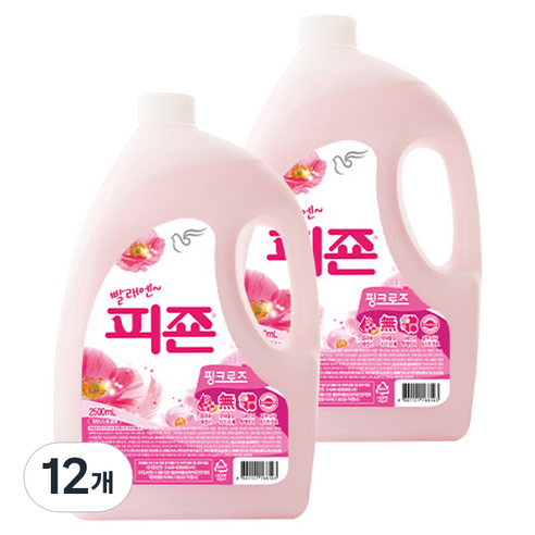 피죤 레귤러 섬유유연제 핑크로즈 본품, 2500ml, 12개