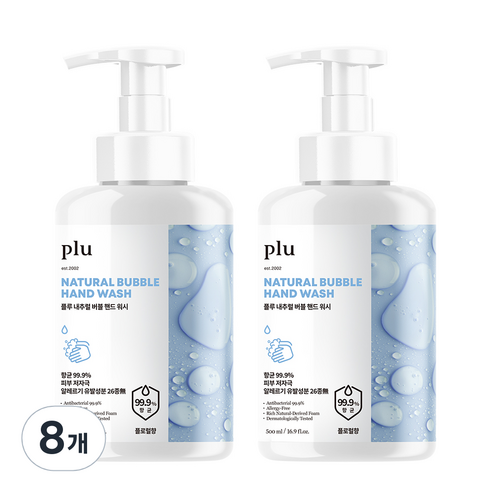 플루 내추럴 버블 핸드워시 플로럴향, 8개, 500ml