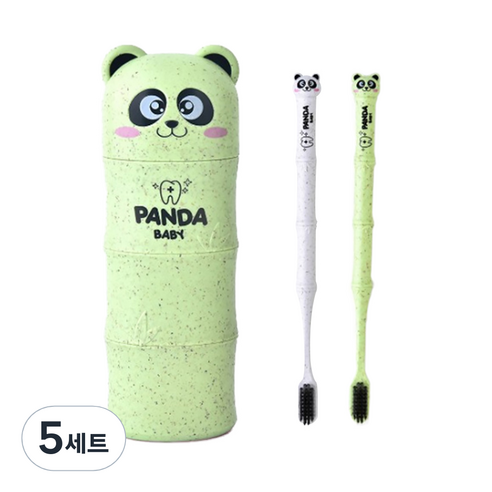 알럽홈 대나무 팬더 칫솔 케이스 세트 그린, 5세트