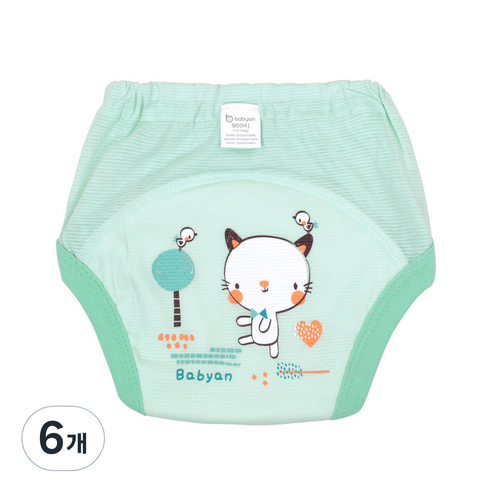 베이비앙 큐티캣 배변훈련팬티, 혼합색상, 6개