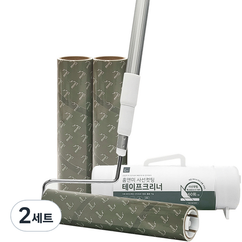 홈앤미 초강력 사선컷팅 대형 테이프클리너 3단 본품 + 리필 90회 2P, 2세트