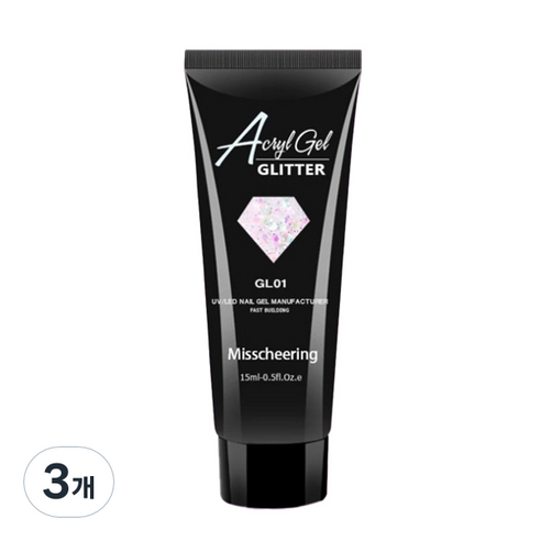 고고블랑 네일연장 글리터 폴리젤 15ml, GL01, 3개
