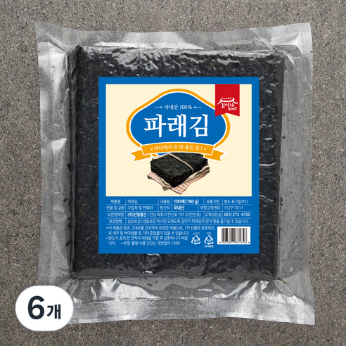 김이가 파래김, 180g, 6개
