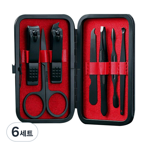 아파트삼십이 블랙 손톱깎이세트 레드에디션, 7종, 6세트