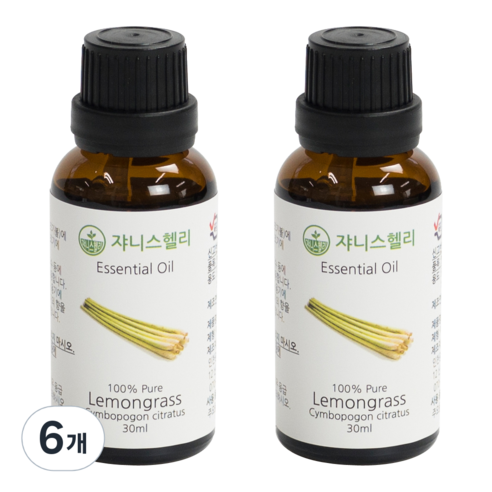 쟈니스헬리 아로마 에센셜 레몬그라스 오일, 30ml, 6개