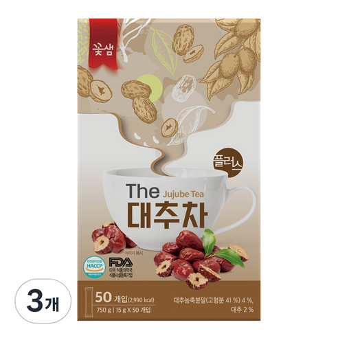 꽃샘 더 대추차 플러스, 15g, 50개입, 3개