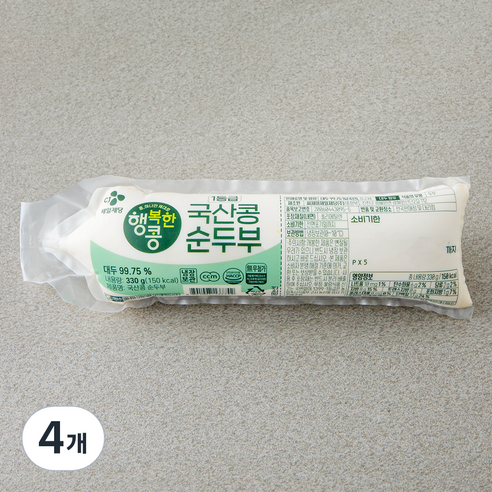 행복한콩 국산콩 순두부, 330g, 4개