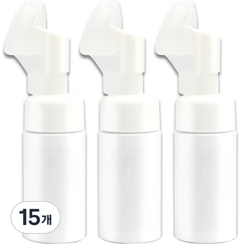 실리콘 브러쉬 거품 펌프 용기 100ml, 화이트, 15개