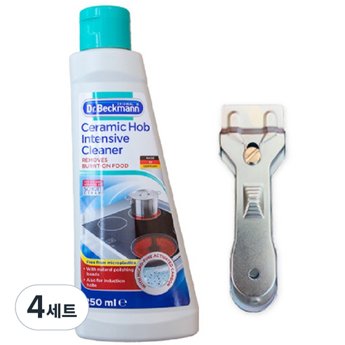 닥터베크만 인덕션 상판 청소 세제 + 스크래퍼 세트, 250ml, 4세트