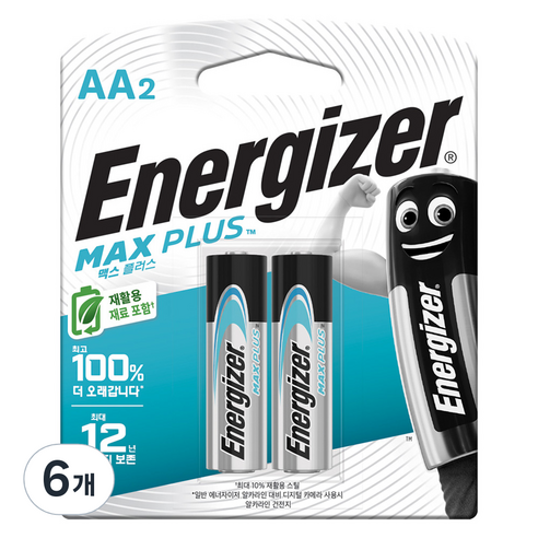 에너자이저 맥스플러스 AA건전지, 2개입, 6개