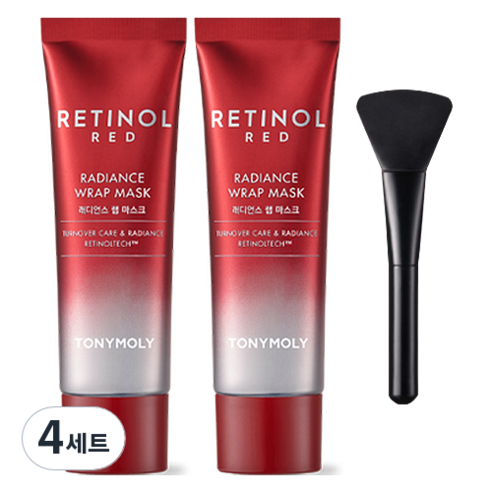 토니모리 레드 레티놀 래디언스 랩 마스크 50ml x 2p + 팩 브러쉬 세트, 4세트