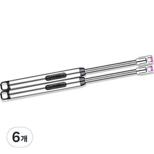 노바리빙 플렉시블 USB 충전식 플라즈마 라이터, 실버, 6개