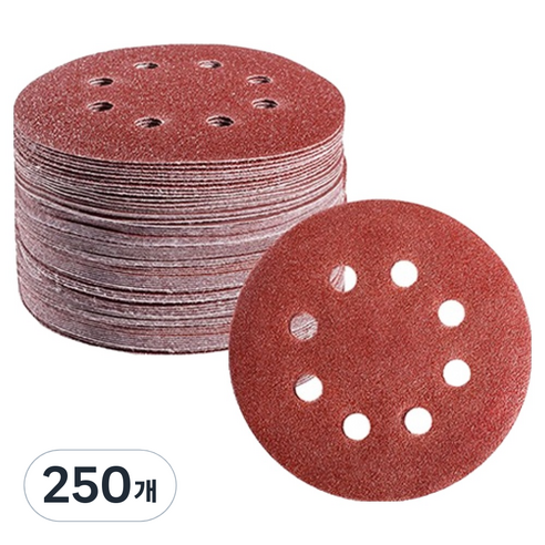 OON 원형 사포 샌딩 페이퍼 8홀 120방 125mm, 250개