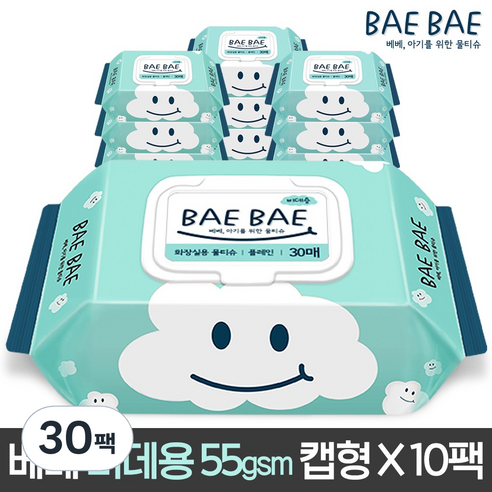 BAEBAE 베베 아기물티슈 물티슈 비데용 55gsm캡형, 30매, 30팩