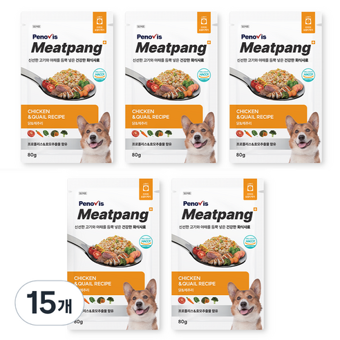 강아지화식사료 페노비스 미트팡 라이트&멀티케어, 닭, 80g, 15개