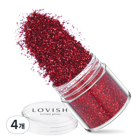 러비쉬 프리미엄 네일 글리터 10g, LVS-025 레드, 4개