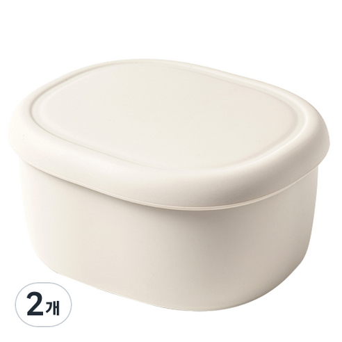 키친팩토리 파스텔 실리콘 라운드 밀폐용기 아이보리 600ml, 2개, 단품