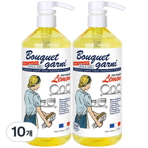 부케가르니 에코 주방세제 레몬향, 750ml, 10개