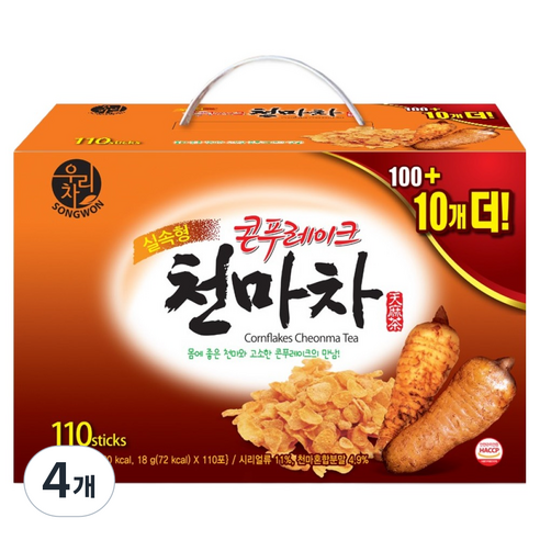 우리차 콘푸레이크 천마차, 18g, 110개입, 4개
