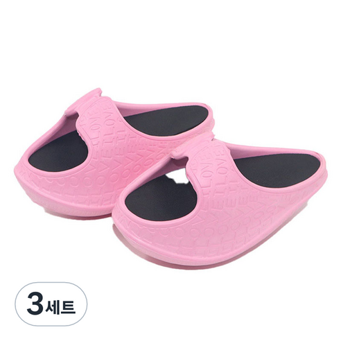 제이케이 바른자세 자세교정 발바닥 지압 균형 스트레처 양쪽착용 세트 핑크레터, 3세트