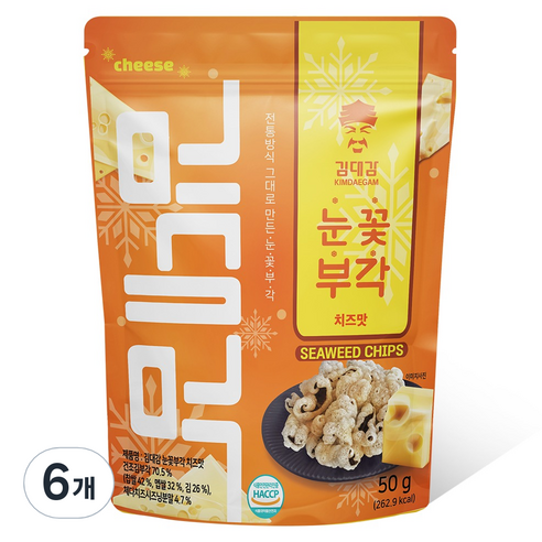김대감 눈꽃부각 치즈맛, 6개, 50g