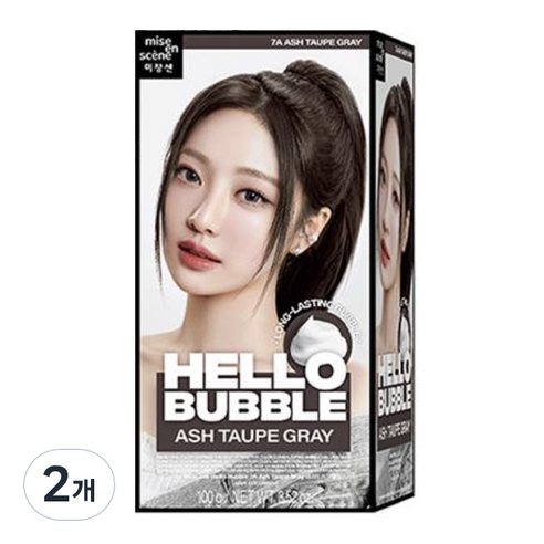 미쟝센 뉴 헬로버블 염모제, 7A애쉬토프그레이, 2개
