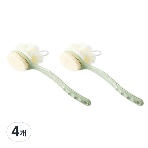 아리코 양면 바디 브러쉬 앤 샤워볼, 그린, 4개, 1개입