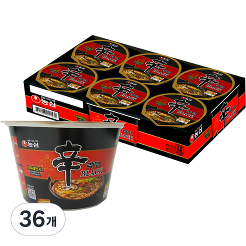 농심 신라면 블랙 사발 컵라면 101g, 36개
