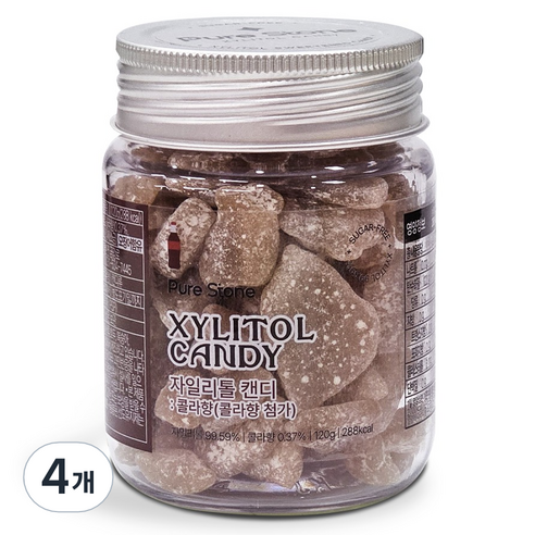 퓨어스톤 자일리톨 캔디 콜라향, 4개, 120g