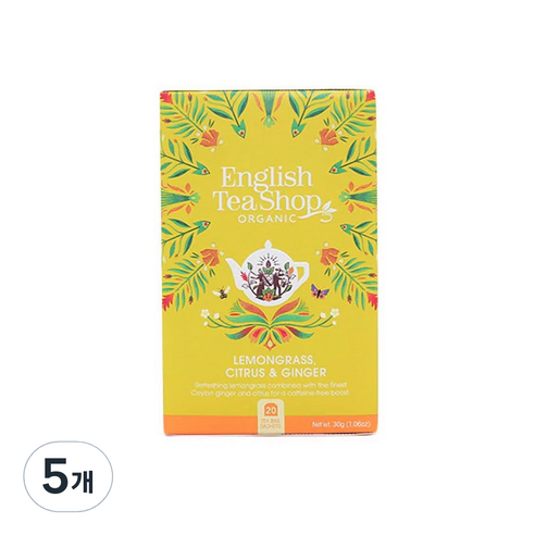 잉글리시티샵 영국 유기농 허브티 레몬그라스 시트러스 & 진저, 1.5g, 20개입, 5개