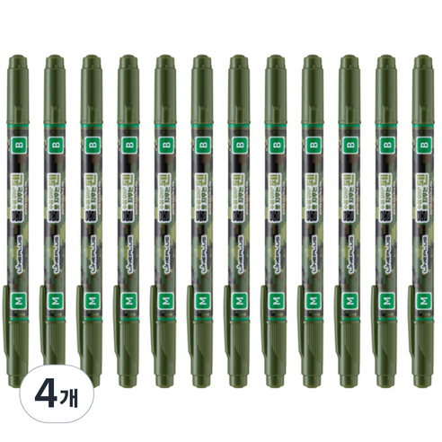 라인플러스 OHP펜 1mm 물펜MF 3.0mm 12p, 녹색, 4개