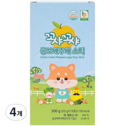 꼬샤꼬샤 곰보배추배 스틱 20g x 15p, 4개, 300g