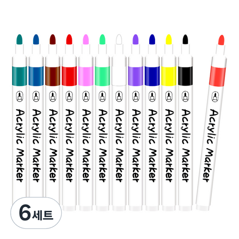 영아트 데코 드로잉 아크릴 마카펜 세트, 12색, 6세트
