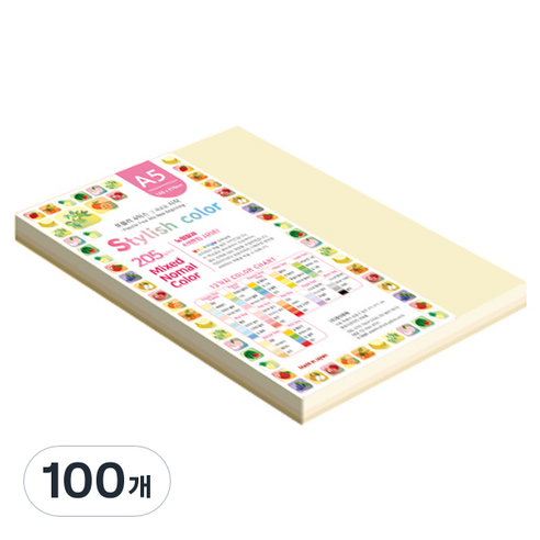 종이문화 SN 스타일리쉬 노멀 두꺼운 혼합색지 205g 11 Natural Tone, 100개, A5
