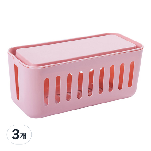 마켓플랜 비비드 휴대폰 거치 멀티탭 정리함, 핑크, 3개