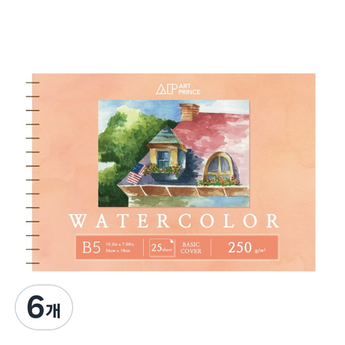 두성 아트프린스 워터컬러 수채화용 스프링 스케치북 250g W05, B5, 25매, 6개