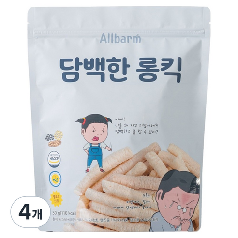 Allbarm 담백한 롱킥, 담백한 맛, 30g, 4개