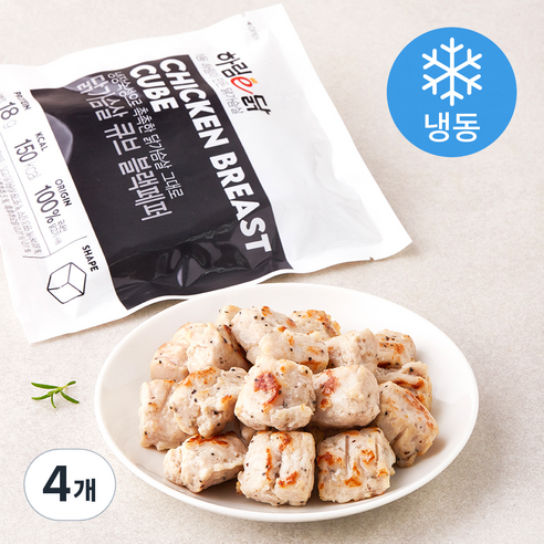 하림e닭 닭가슴살 큐브 블랙페퍼 (냉동), 100g, 1개입, 4개