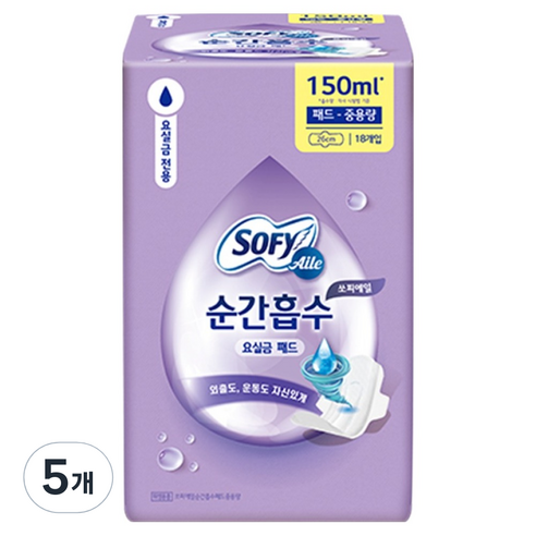 쏘피 에일 순간흡수 요실금 패드 중용량, 5개
