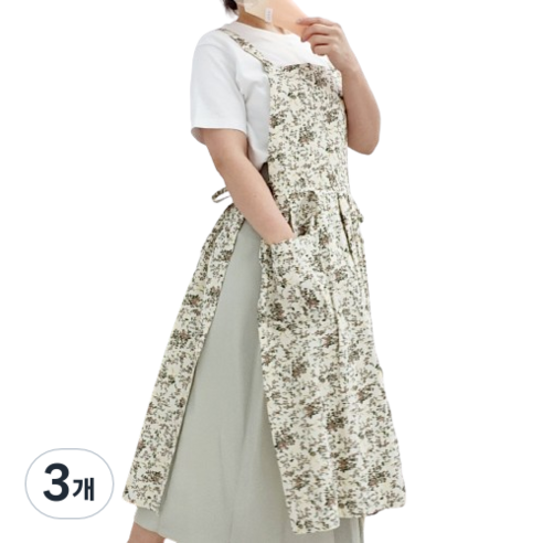 포시엘라 플로리스트 주방 방수 원피스 빅사이즈 앞치마, 아이보리, 3개