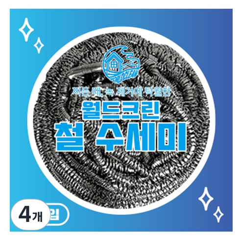 월드크린 철 수세미 40g, 1개입, 4개